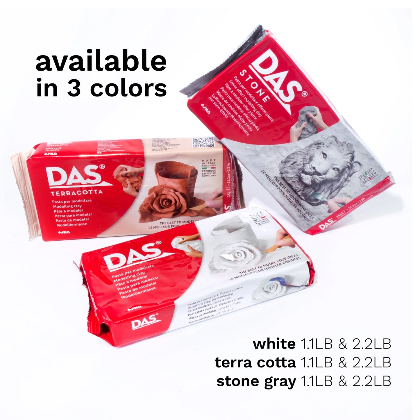 DAS Air Hardening Modeling Clay - White, 1.1 lb Block – Non-Toxic, Versatile Clay for Artists & Hobbyists