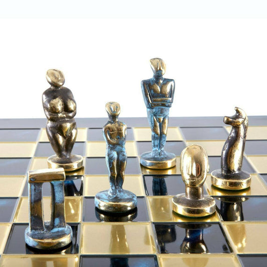 Manopoulos Cycladic Art Chess Set – Handmade Bronze & Brass. Very Rare Unique Masterpiece