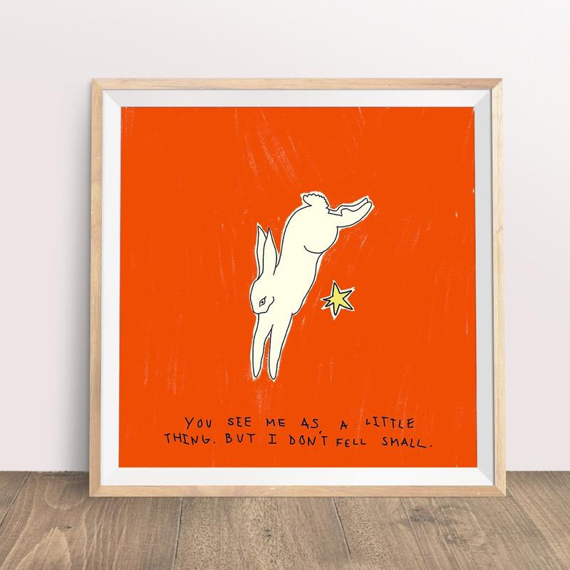 Add Positivity to Your Space with Our Jumping Bun Print! 8" x 8" Uplifting for any space.