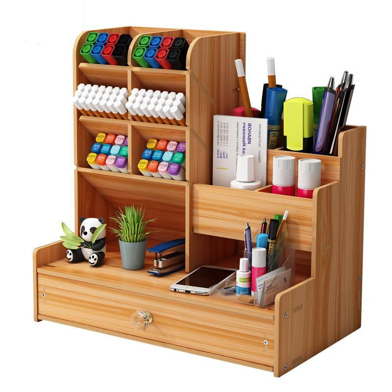 Multi-Functional Wooden Desktop Organizer – Perfect for Art Supplies & Stationery