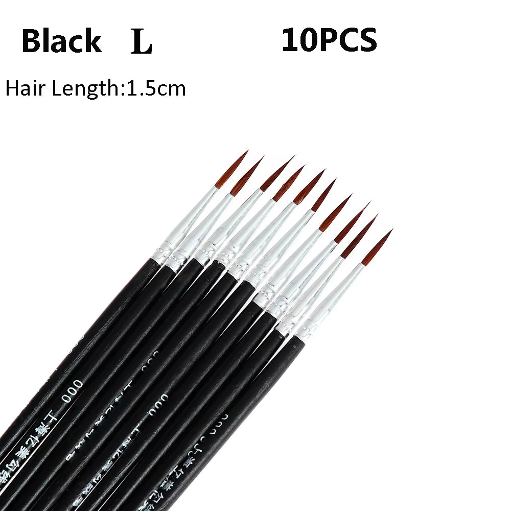 10Pcs Fine Hand Painted Thin Hook Line Pen Drawing Art Pen Set – Nylon Brushes for Detail Art, Makeup, and Eyeliner