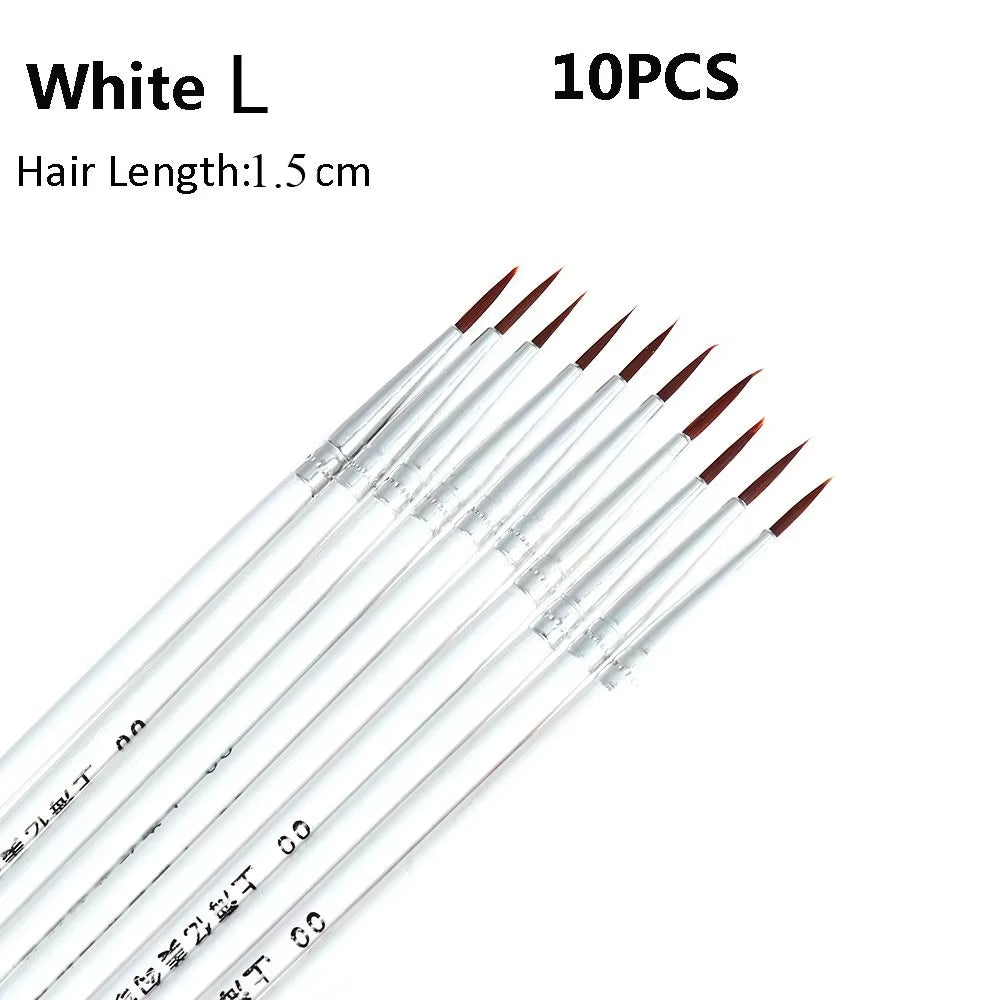 10Pcs Fine Hand Painted Thin Hook Line Pen Drawing Art Pen Set – Nylon Brushes for Detail Art, Makeup, and Eyeliner