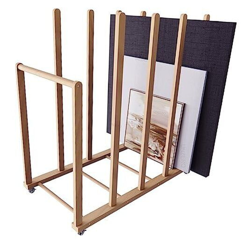 Elegant Beech Wood Canvas Storage Rack with Wheels – Studio-Grade Organizer Art Canvas Storage 21.5"D X 39.5"W X 42"H 