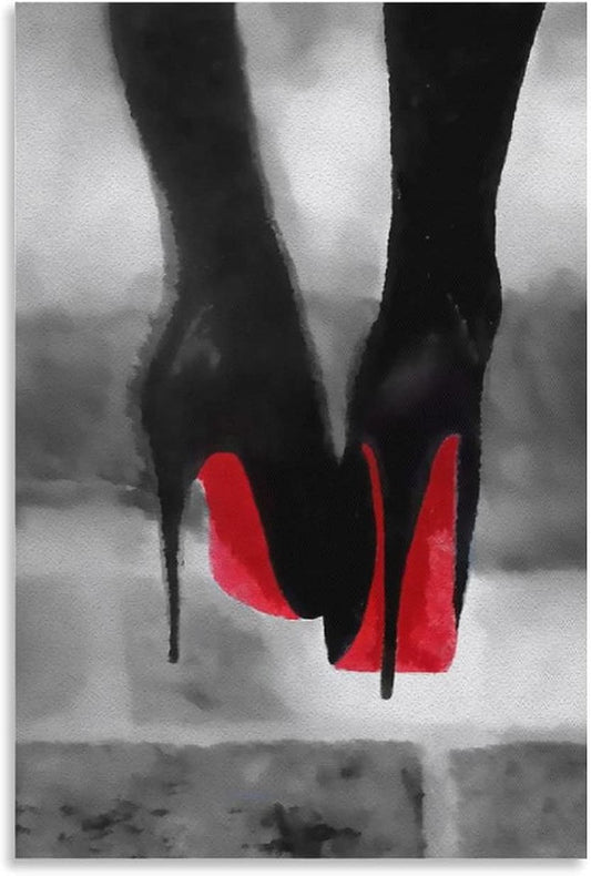 Red Heels Modern Art Canvas Print – High-Quality Wall Art for Contemporary Spaces 16" x 24"