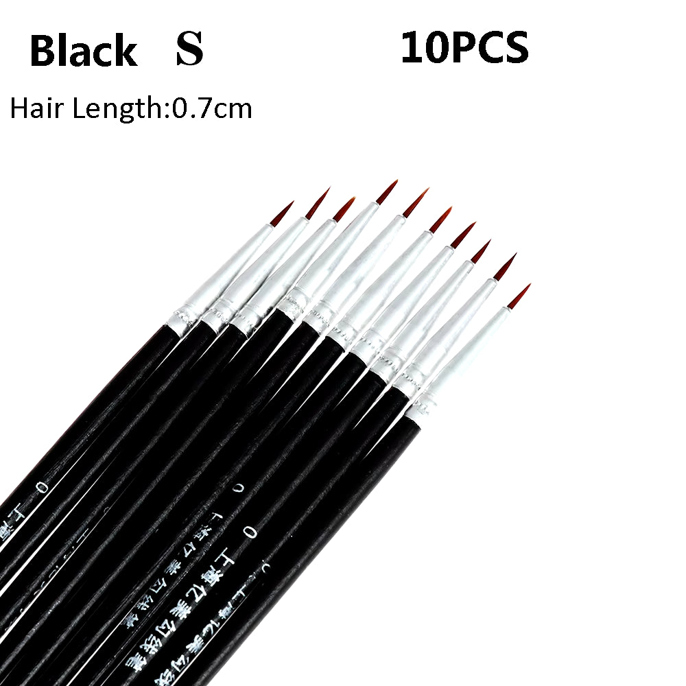 10Pcs Fine Hand Painted Thin Hook Line Pen Drawing Art Pen Set – Nylon Brushes for Detail Art, Makeup, and Eyeliner