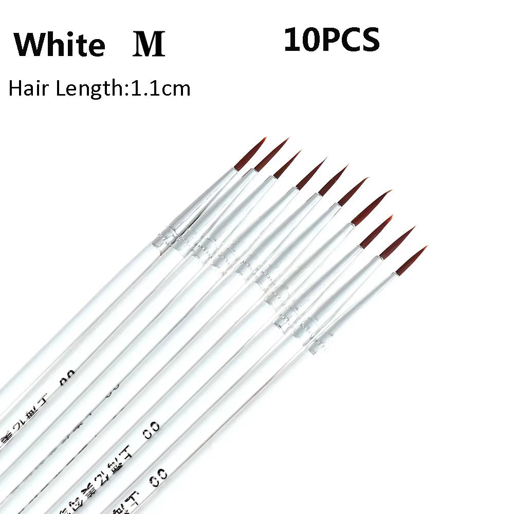 10Pcs Fine Hand Painted Thin Hook Line Pen Drawing Art Pen Set – Nylon Brushes for Detail Art, Makeup, and Eyeliner