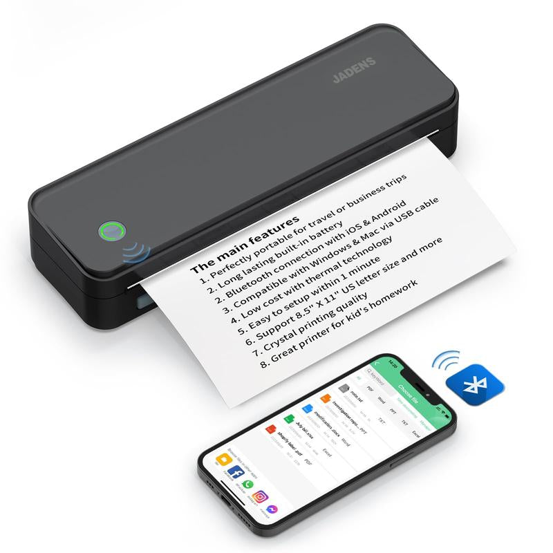 JADENS Portable Wireless Printer – Perfect for Travel & Versatility