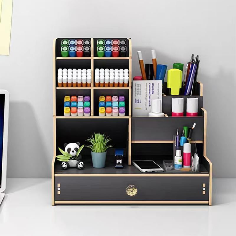 Multi-Functional Wooden Desktop Organizer – Perfect for Art Supplies & Stationery