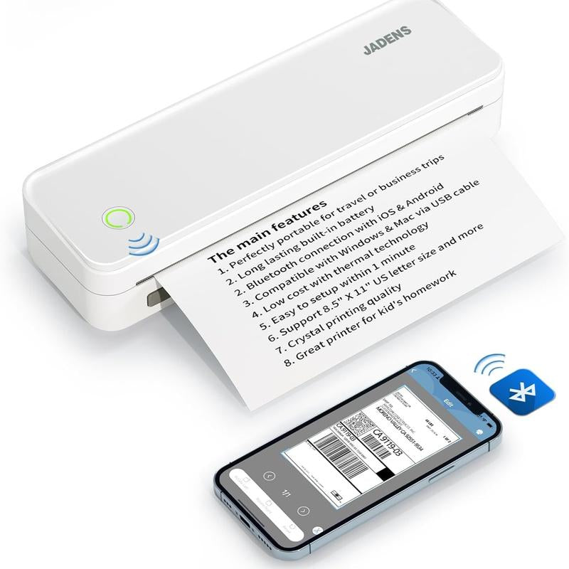 JADENS Portable Wireless Printer – Perfect for Travel & Versatility