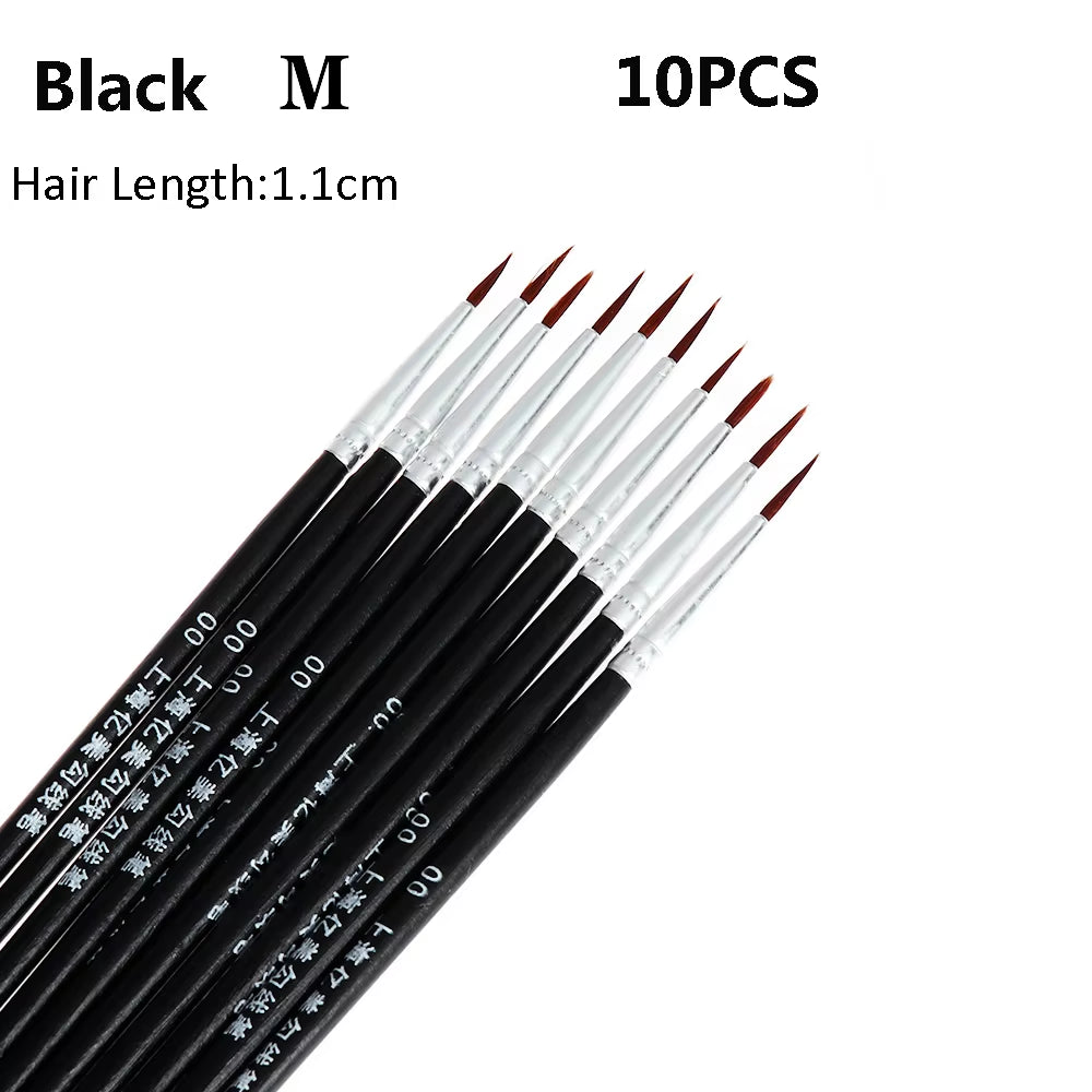 10Pcs Fine Hand Painted Thin Hook Line Pen Drawing Art Pen Set – Nylon Brushes for Detail Art, Makeup, and Eyeliner